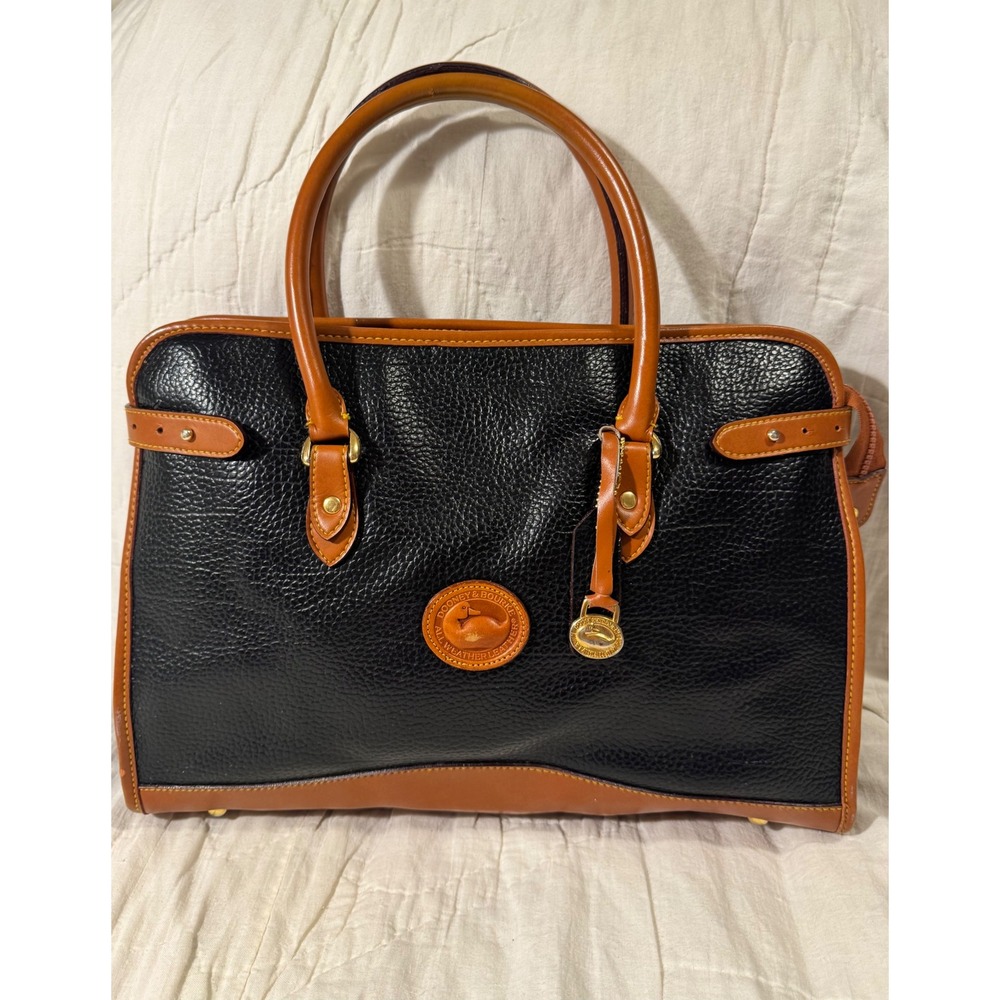 Dooney & Bourke All Weather Leather Satchel Black Tan Vintage Duck Weekender Bag